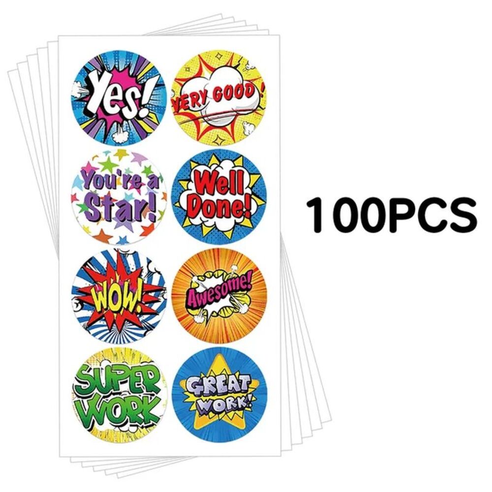 100-500Pcs Cute Reward Stickers Roll with Word Motivational Stickers for School